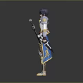 Game and Movie Fantasy Character With Purple Hair White Blue Outfit Golden Accents Holding Sword