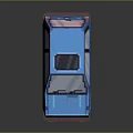 Pixel Art Blue Retro Car With Colorful Stripes And White Wheels
