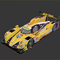 Yellow Racing Car With Streamlined Design Sponsor Logos Number 29 And Shiny Exterior