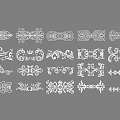 Collection Of White Decorative Patterns In Various Styles On Gray Background