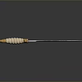 Classic Decorative Sword Featuring Golden Hilt White Striped Handle and Carved Patterns on Silver Blade