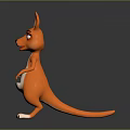 Cute Cartoon Kangaroo With Orange Body White Belly And Blue Eyes Standing On Dark Background