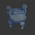 Ancient Bronze Tripod Cauldron With Intricate Carvings Decorative Handles And Three Legs