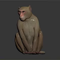 Realistic 3D Rendered Monkey with Pink Face Sitting on Smooth Surface against Gradient Gray Background