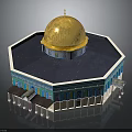 Octagonal Architectural Structure With Golden Dome Blue Decorations And Colorful Mosaic Tiles