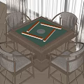 New Chinese Mahjong Table and Chair Mahjong Table and Chair Combination 3d model