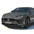 Gray Lamborghini SUV Showcasing Sporty Front Grille Streamlined Body And Alloy Wheels