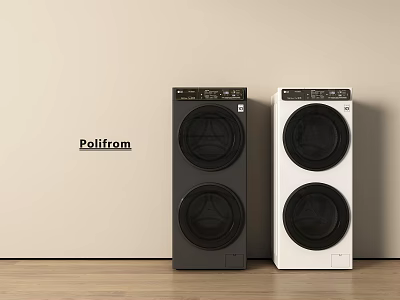 Poliform Modern Black And White Stackable Washing Machine Double Units Design 3d model