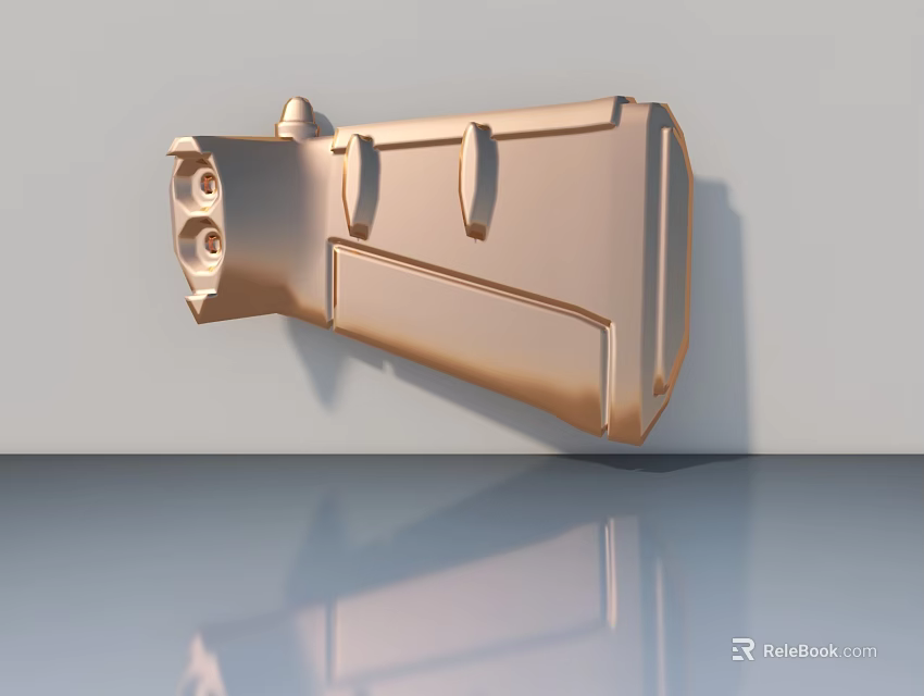 Swing Door Hinge Component Golden Brass Metal with Structural Design Mounting Holes 3D Rendered View 3d model 