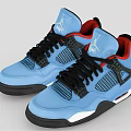 Blue Sneakers With Red Lining Black Laces Mesh Panels White Accents And Black Sole