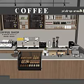 Modern Coffee Shop Interior With Wooden Counters Display Cases Coffee Machines And Menu Boards