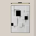 Modern Abstract Wall Art With Black White Geometric Shapes Design 3d model