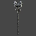 Silver Decorative Spear With Intricate Patterns Sharp Blade And Carved Texture On Black Background 3d model
