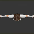 Game Movie Character in Red White Outfit with Brown Short Hair Arms Outstretched Standing