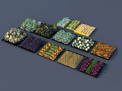 Garden Landscape Seed Variety Showcase With Colorful Grains Arranged In Black Trays 3d model
