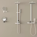 Modern White Wall Mounted Shower System With Handheld Sprayer And Mirrors 3d model