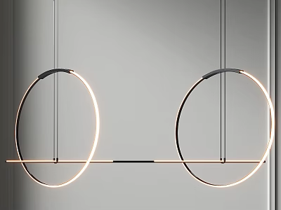 Modern Circular Pendant Light with Double Ring Design Sleek Metal Frame and Warm LED Illumination 3d model
