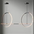 Modern Circular Pendant Light with Double Ring Design Sleek Metal Frame and Warm LED Illumination
