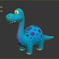 Cute Blue Cartoon Dinosaur Character With Purple Spots And Friendly Look