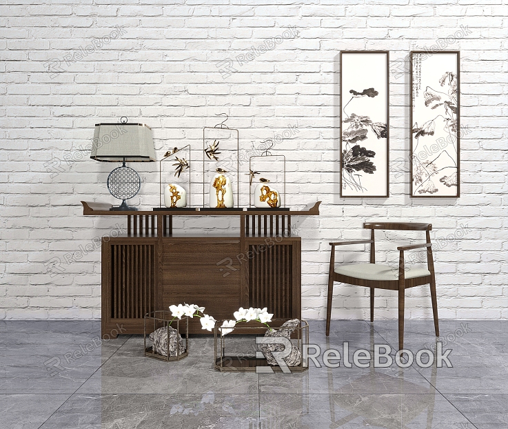 New Chinese-style Entrance Cabinet model