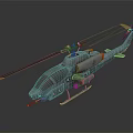 Gray Military Helicopter Side View With Rotor Cockpit Windows And Weaponry