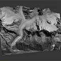 3D Mountain Range Terrain Model With River And Detailed Texture