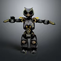 Detailed Owl Head Robot Game Movie Character With Black Gold Mechanical Design Features