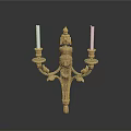 Golden Classic Wall Sconce With Two Candle Holders And Ornate Lion Head Design