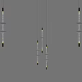 Modern Minimalist Interior With Transparent Glass Pendant Lights Hanging From Ceiling