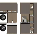 Modern Bathroom Cabinetry With Washing Machine Dryer Sink And Storage Shelves