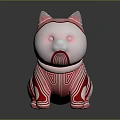 3D Rendered Cat Shaped Decorative Figurine With Pink Silver Striped Design For Home Decor