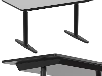 Modern Black Desk with Sturdy Metal Legs Sleek Surface and Stable Flat Base Design 3d model
