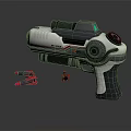 Futuristic Sci Fi Gun in White Black With Red Accents and Bullets