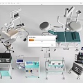 Essential Medical Equipment Including Surgical Tables Dental Chairs Monitors And Trolleys