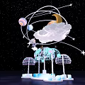 Starry Sky Photo Spot With Planets Moons Orbits And Transparent Tree Structures 3d model