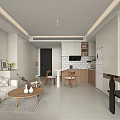 Modern Apartment Interior Design With Open Concept Kitchen Living Room Sofa Coffee Table