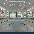 Bright Mall Optical Store Interior With Multiple Display Shelves And Glasses Counter 3d model