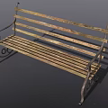 Outdoor Leisure Chair With Wooden Slats Seat Metal Armrests And Classic Design