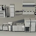 Modern Stainless Steel Kitchen Appliances with Ovens Refrigerators Ranges and Cabinets