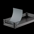 Black Metal Tray With Transparent Sides And Gray Rolled Mat Inside 3d model