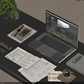 Modern Laptop Workspace Setup With Green Plant Mobile Phone Notebooks And Pens