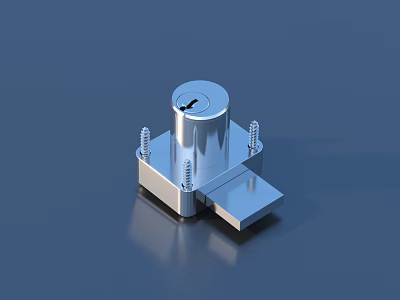 Stainless Steel Mechanical Component With Cylindrical Top Square Base And Mounting Screws 3d model