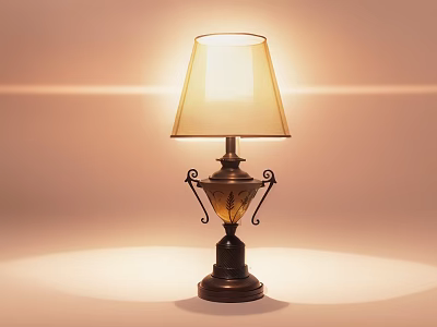Vintage Style Table Lamp With Decorative Base Beige Lampshade And Warm Lighting 3d model