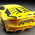 Yellow Supercar With Aerodynamic Design Black Windows Alloy Wheels And Front Headlights