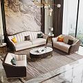 Luxury Modern Sofa And Coffee Table Set With Decorative Pillows Marble Top And Metal Frame