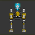 Mechanical Wolf Robot Design With Yellow Blue Black Accents And Back Mounted Gun