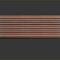 Red Wooden Slat Outdoor Bench with Silver Metal Frame for Garden Seating