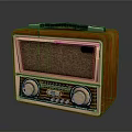 Vintage Electronic Radio With Wooden Case Brass Accents And Control Knobs