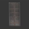 Dark Colored Vintage Wooden Door With Red Line Decorations Metal Knockers And Latches