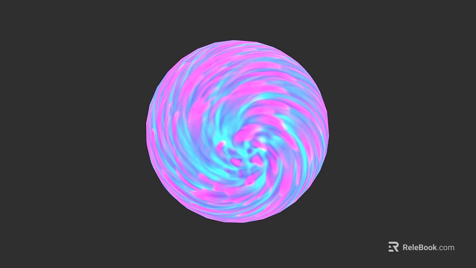 Artistic Colorful Swirl Pattern Sphere Sculpture With Pink And Blue Texture 3d model 